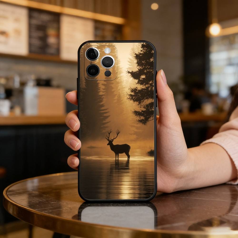 D-Deer-ER Weiche Silikon-Schwarze Hülle, Handyhülle für iPhone 17,16,15,14,13,12,11 Plus,Pro Max,XS