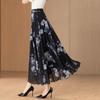 New Summer Retro Ethnic Style Ink-print Chiffon Skirt Women's Long Skirt High Waist A-line Skirt