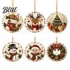 2D Acrylic Santa Flat Holiday Pcs Pearl Christmas Ornaments 6 Art Ornaments Tree Pendant Creative Effect Hanging Decoration for