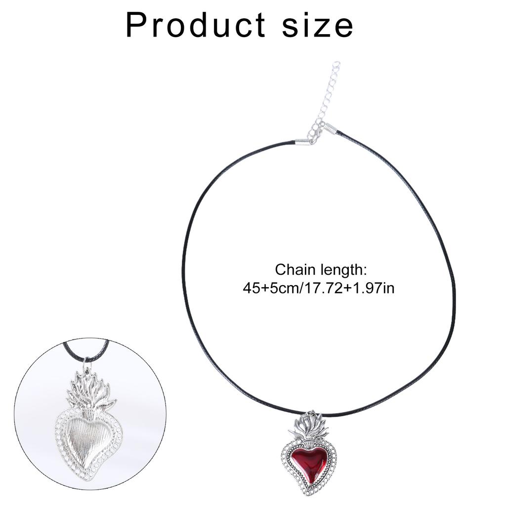 Gothic Style Sacred Heart Necklace Personalized Scared Heart Pendant Neck Chain Delicate Collarbone Chain Accessory