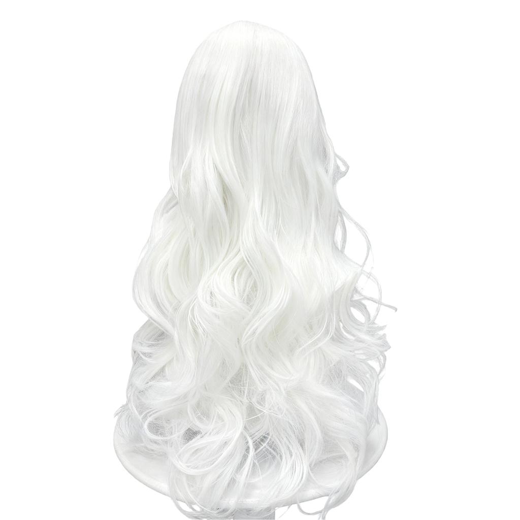 White Long Loose Wave Wig with Middle Part - Natural-Looking Synthetic Fiber for Cosplay, Party & Daily Styling