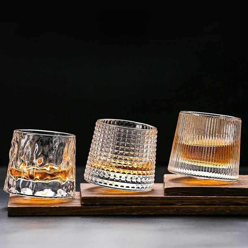 Pogrubiony Kryształowy Kieliszek do Whisky Obrotowy Nieprzewracający się Szklanka do Szkockiej Bourbona Koktajli Barowe Domowe Szklanka do Napojów Zimnych
