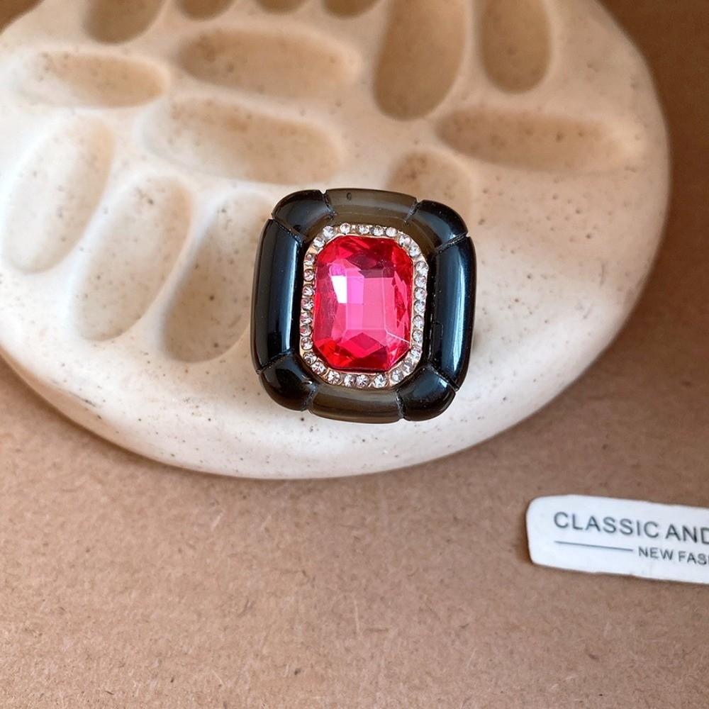 

Y2K Classic Acrylic Resin Ring Exaggerated Big Dome Plain Ring Geometric Ring Women чёрный/ярко-розовый