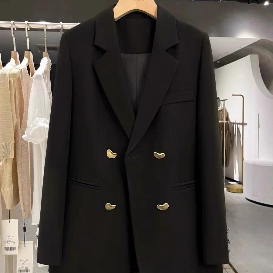 Женский пиджак, деловой однотонный кардиган с длинными рукавами и лацканами против морщин, деловой стиль, женский костюм, пальто, женская одежда XXL