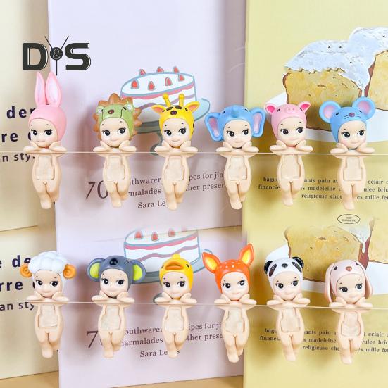 12ks Holding Chin Angel Panenka Ovoce Pokrývka hlavy Zvířátko Anděl figurka PVC Kreslená postava anděla Knihovnička Dekorace na pracovní plochu Ornament