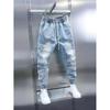 Frühlings-/Sommerjeans für Herren: Jeans im Workwear-Stil für Jugendliche mit elastischem Bund und Kordelzug