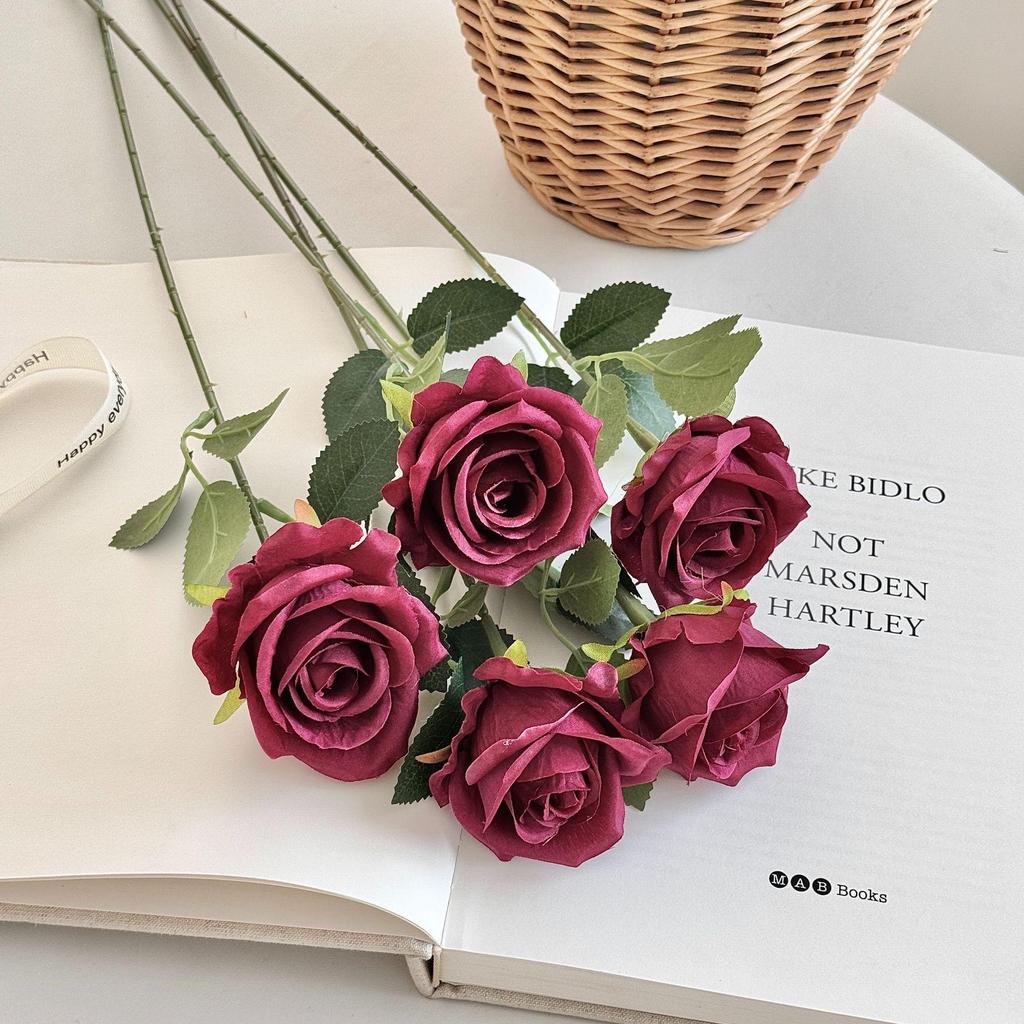 Realistic Single Rose Artificial Flower for Vase Decor