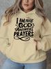 Casual Hooded Sweatshirt with I Am Proof God Answers Prayers Print Long Sleeve Pullover with Pockets Vibrant Geometric Design