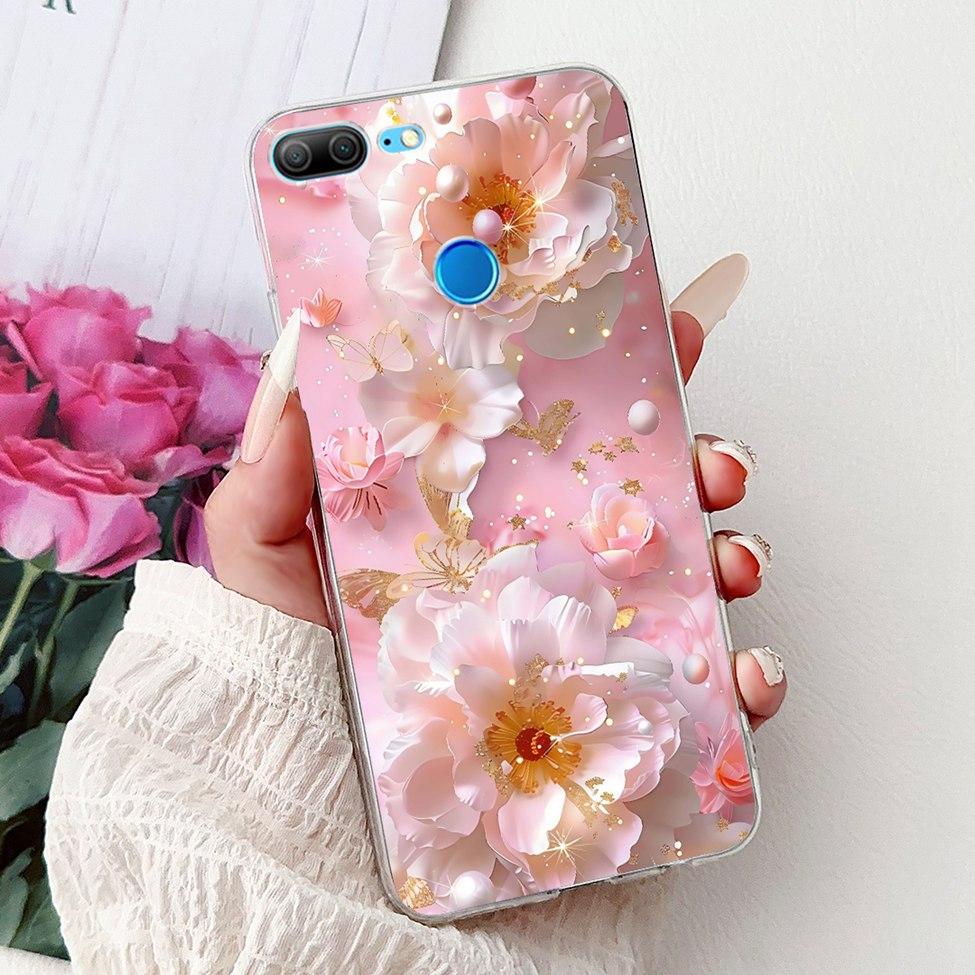 Clear For Honor 9 Lite Case Cute Cat Fashion Flowers Funny Painted Back Cover For Honor 9Lite Phone Case LLD-L21 LLD-L31 LLD-L11