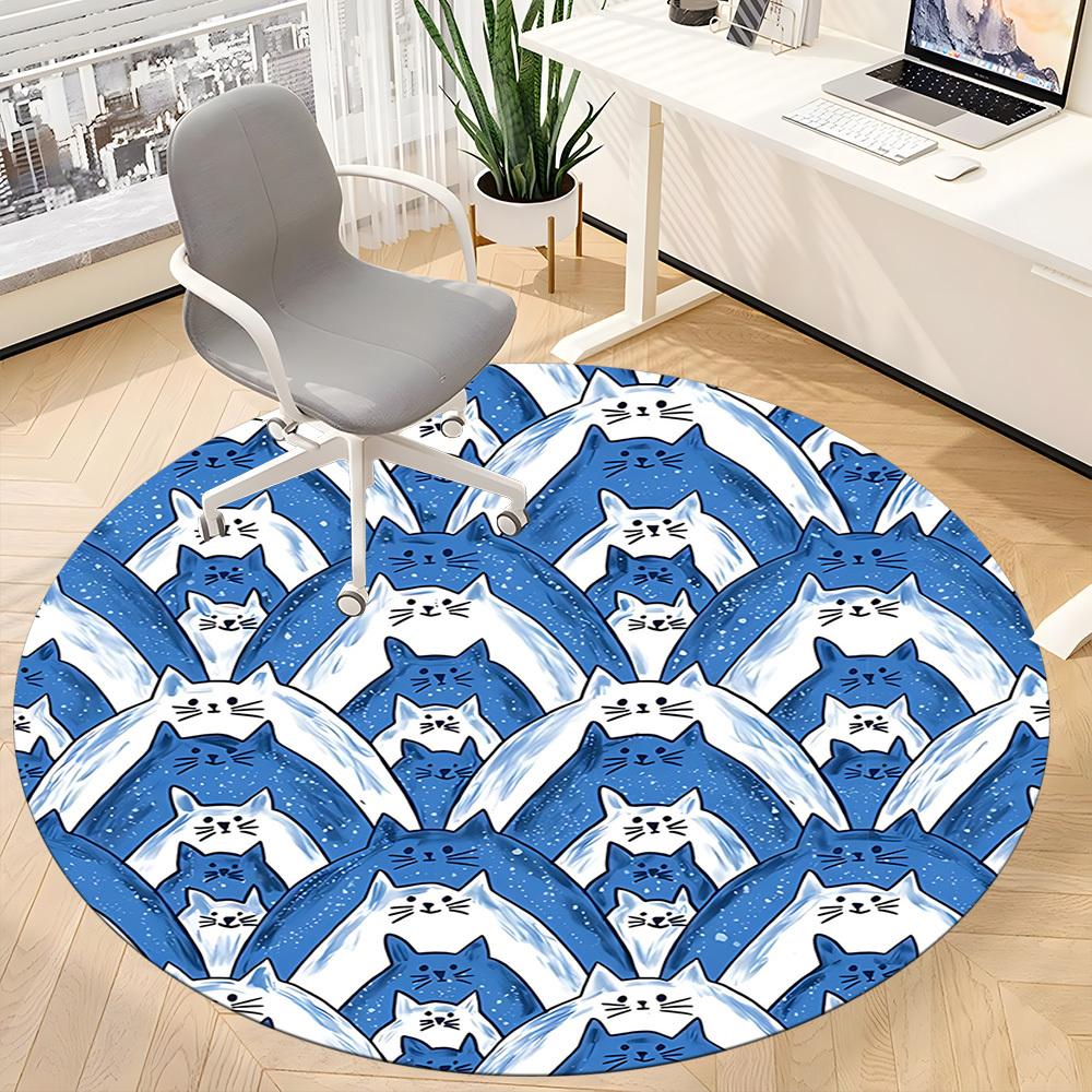 1pc Cat Kaleidoscope Office Round Area Rug, Indoor Mat Suitable For Office, Under Office Chairs Bedroom Living Room Home Decor, Room Deco 117