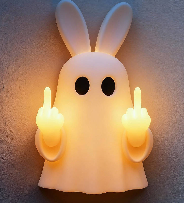 

Easter Bunny Middle Finger Night Light Decoration One Size белый