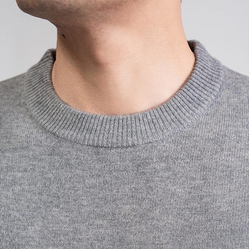 Hengyuanxiang Men's 100% Pure Wool Round Neck Thermal Sweater