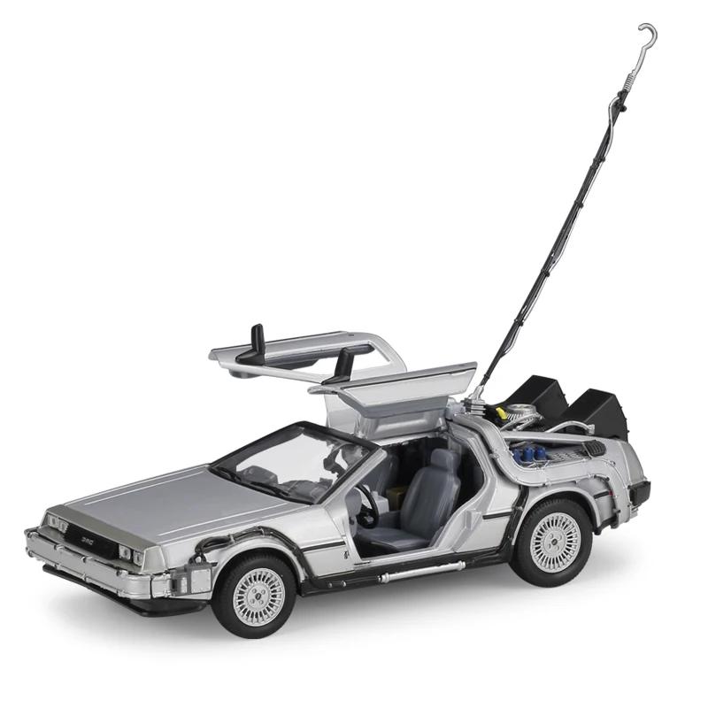 WELLY 1:24 Diecast Alloy Model Car DMC-12 Delorean Back To the Future Time Machine Metal Toy Car For Kid Toy Gift Collection