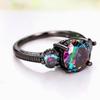 CAOSHI Fashion Women Multi-colored Zirconia Ring Lady Statement Jewelry Black Finger Jewelry Chic Stylish Accessories for Party
