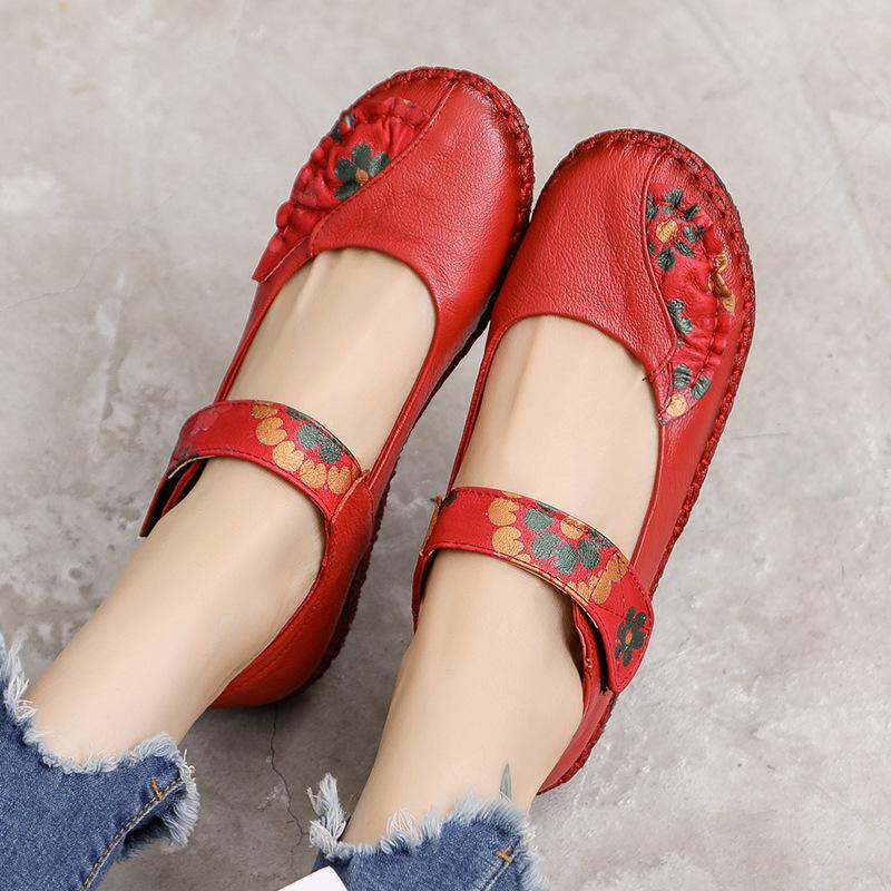 Spring-Summer Soft Sole Non-Slip Leather Shoes for Middle-Aged and Elderly Women