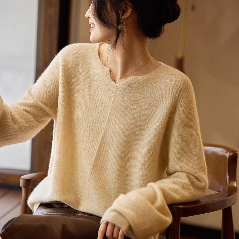 Dámský kašmírový svetr Kašmír Qinghe 30% kašmír 70% vlna podzimní a zimní pulovr hřejivý a módní
