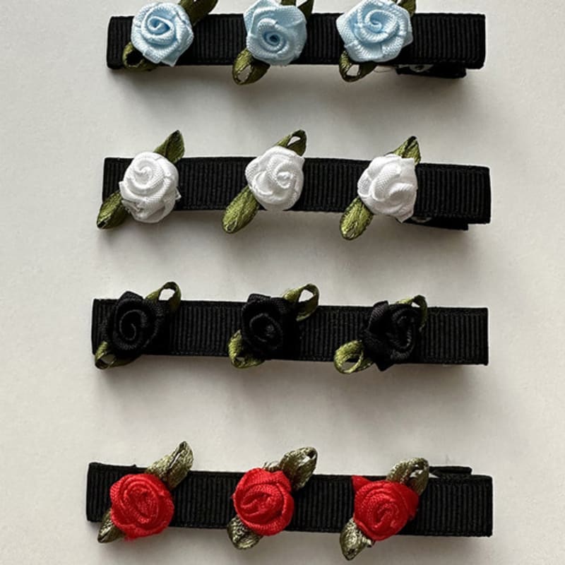 

mosxe Canvas rose hair pin (4color) black