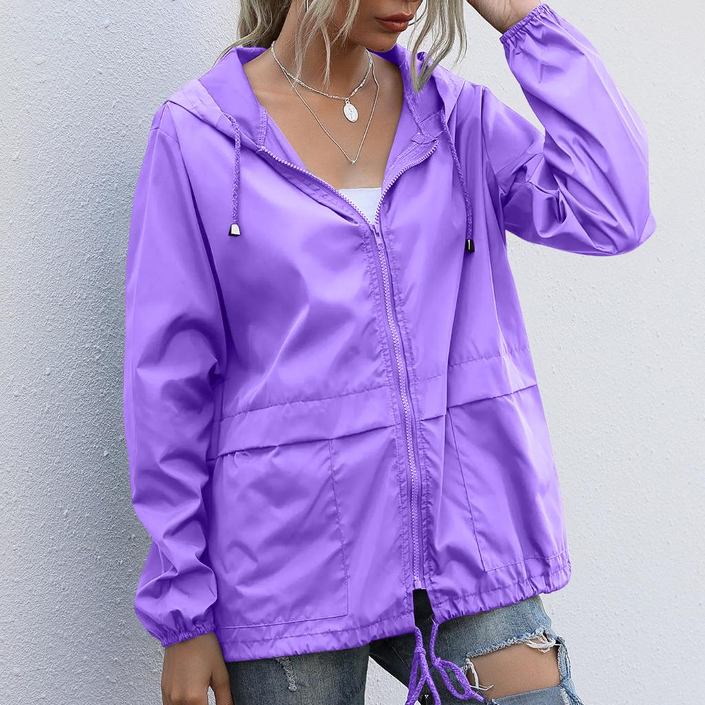 Women's Fashion Casual Solid Color Waterproof Outdoor Hiking Short Jacket