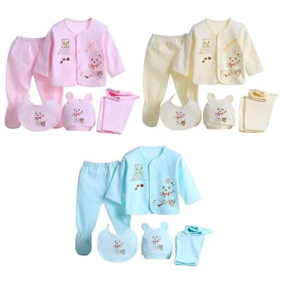 Newborn Baby Boy Girl Clothing Set + Hat + Bib Cartoon Printed 0-3M