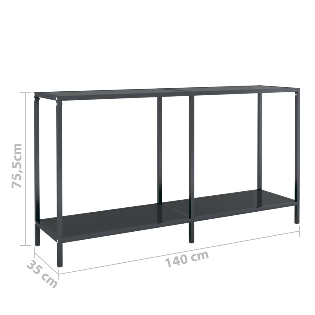 Vidaxl Console Table, Black, 140X35X75.5 Cm, Tempered Glass