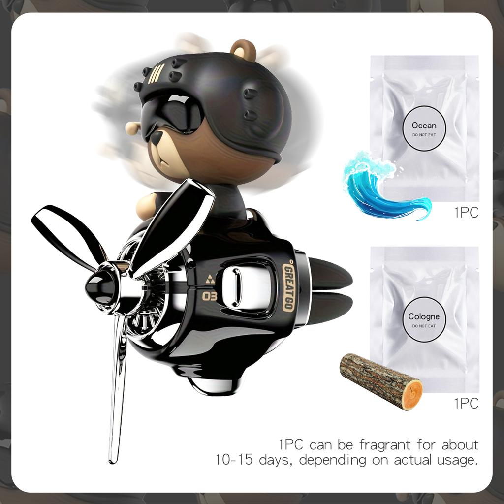 Head shake rotating propeller plane cool bear pilot car air fresheners accessories decoration fun diffuser perfume fragrance men