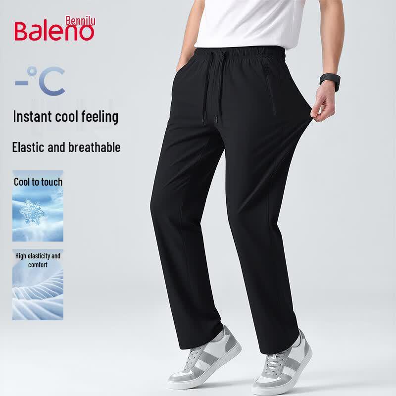 Baleno Men s Summer Casual Straight Leg Pants M чёрный