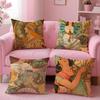 artistic AAlphonse Maria Mucha Cushion Cover Pillow Case Soft Skin Friendly Fabric Comfort  Concealed Zipper