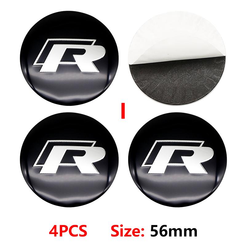 

For VOLKSWAGEN VW 4pcs 56mm Car Wheel Badge Center Sticker 60mm Wheel Hubcap Cover Accessorie For VW golf Passat R Rline GTI Pol