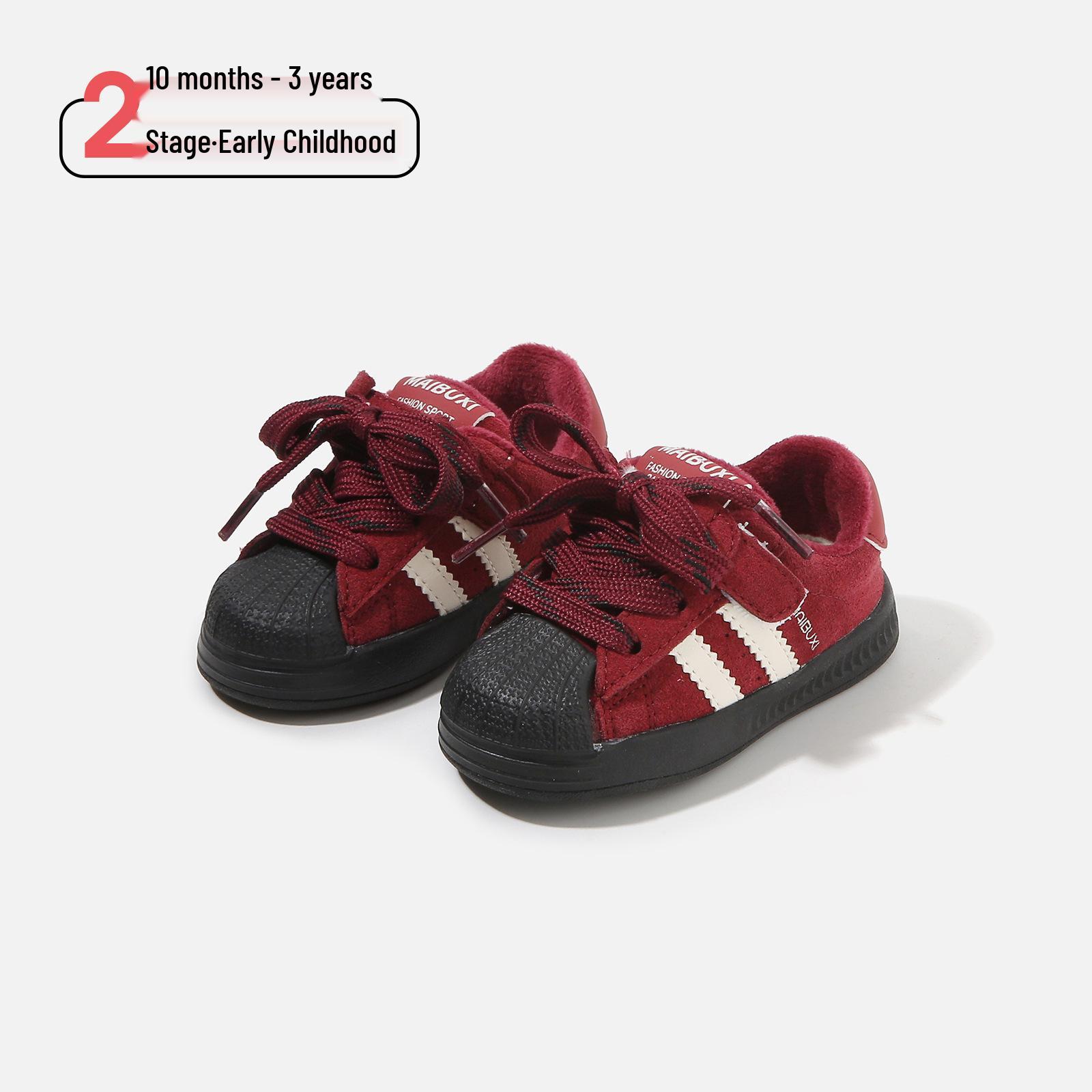 

2025 Winter Toddler Cotton Shoes: Infant Walking, Shell Toe, Casual, Versatile for Boys and Girls. Factory order price 15-19 (120 pairs) червоний