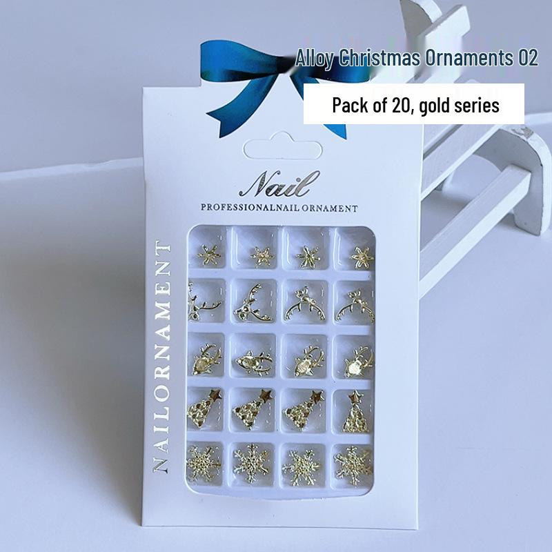 Silver Alloy Christmas Bow Nail Decorations: Light Luxury Styles with Snowflake & Bell Designs