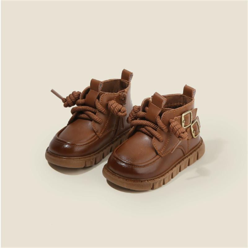 

Autumn Baby Shoes Leather British Style Kids Ankle Boots Toddler Girls Boys Boots EU 16-26 27 коричневий