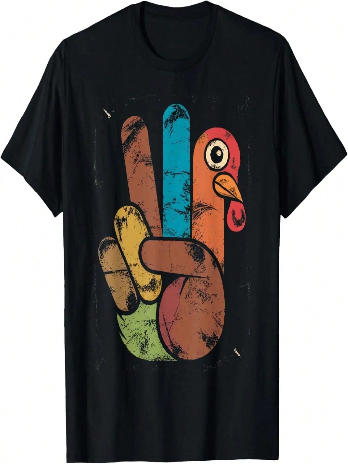Thanksgiving Peace Sign Turkey Hand Funny Hippie T-Shirt S разноцветный