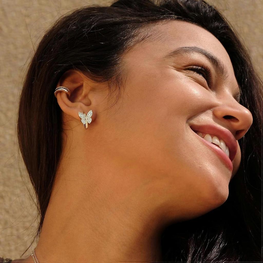 Cubic Zirconia Huggie Earrings 14k Gold Plated Tiny Earrings Small Huggie Hoop Earrings Simple Lightweight Hoops Gift for Women