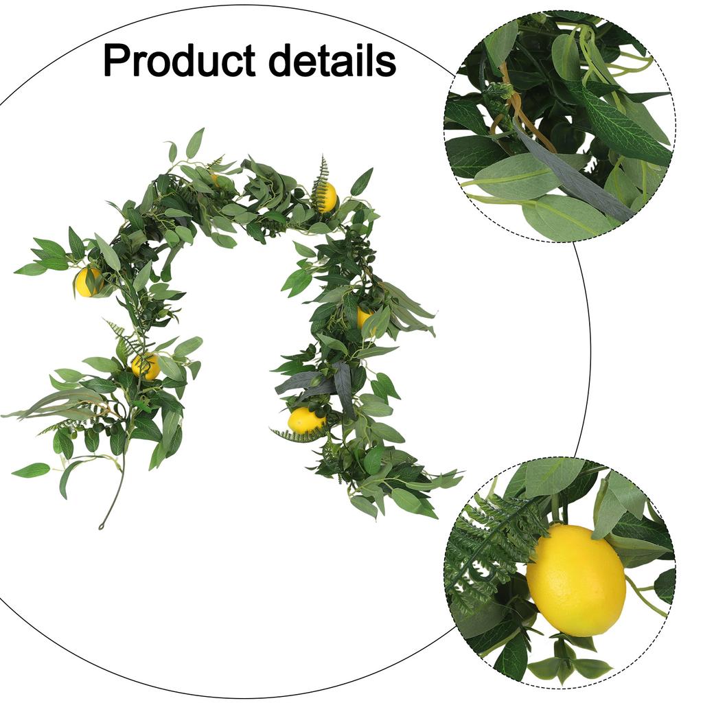 180cm Artificial Lemon Wreath With Green Plants Willow Leaf Lemon Vine Wedding Decoration Simulation Lemon Decoration Vine