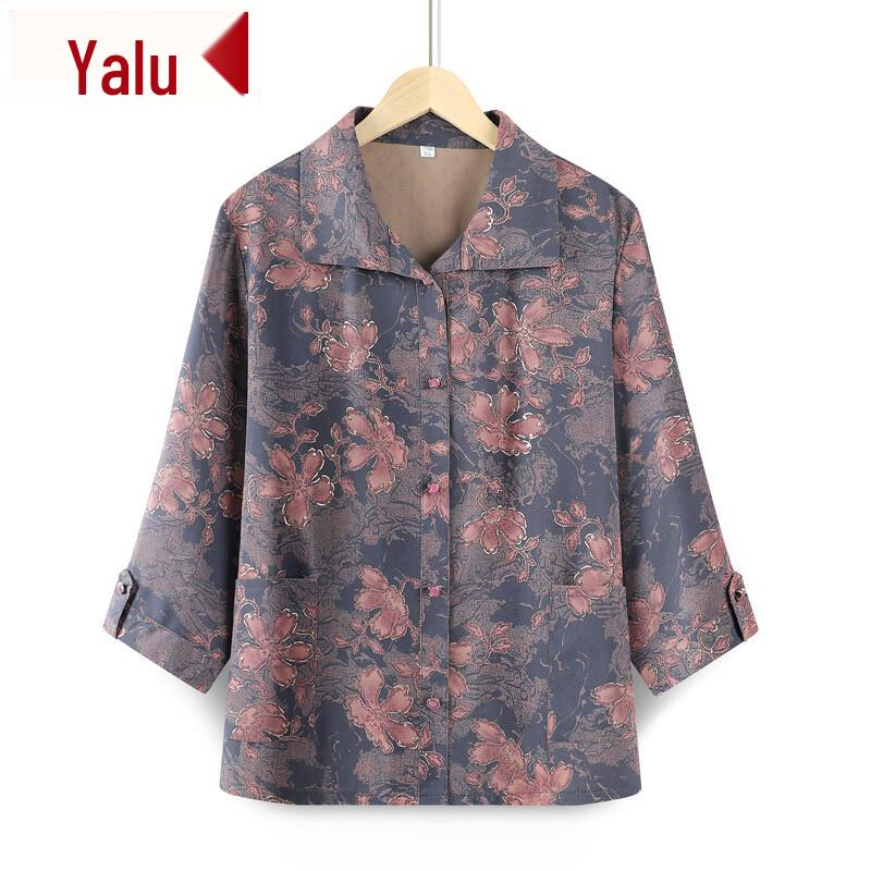 

Yalu Women s Floral Print 3/4 Sleeve Shirt 4XL