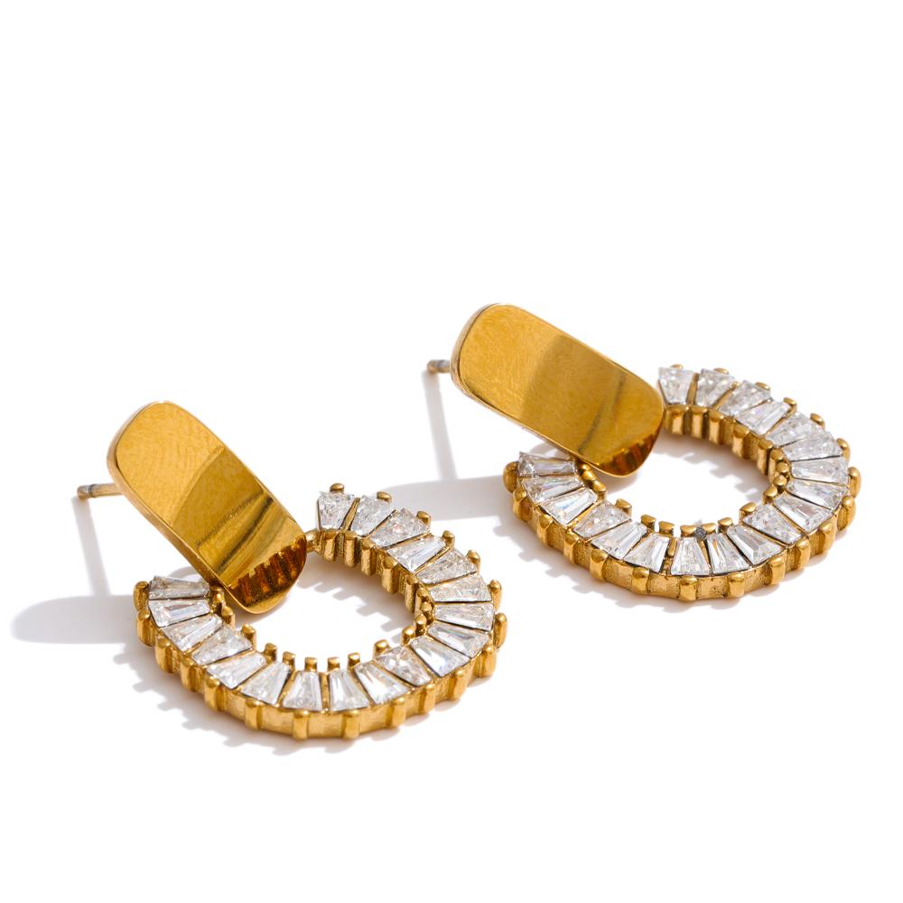 

Eetit Красочные Блестящие Геометрические Повседневные Серьги с Кубическим Цирконием для Женщин Водонепроницаемая Модная Шикарная Корейская Бижутерия из Нержавеющей Стали белый