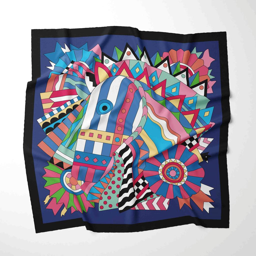Luxury Design 70*70cm Horse Print Silk Square Scarf Women Soft Satin Hairband Neckerchief Hijab Headband Foulard Gift