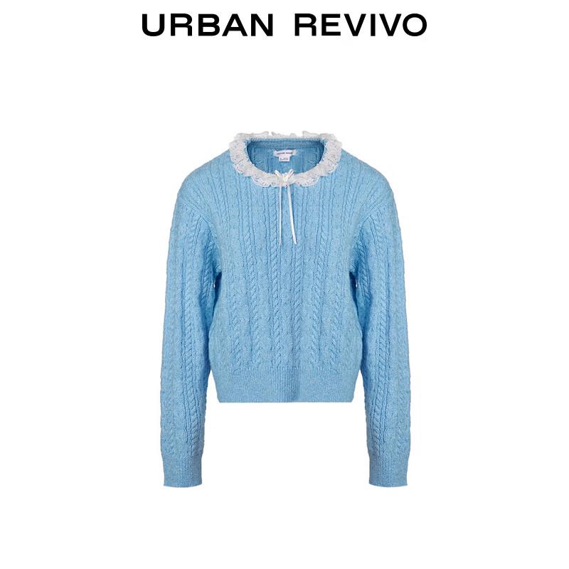 UR Women's Ballet Style Lace Collar Textured Knit Sweater