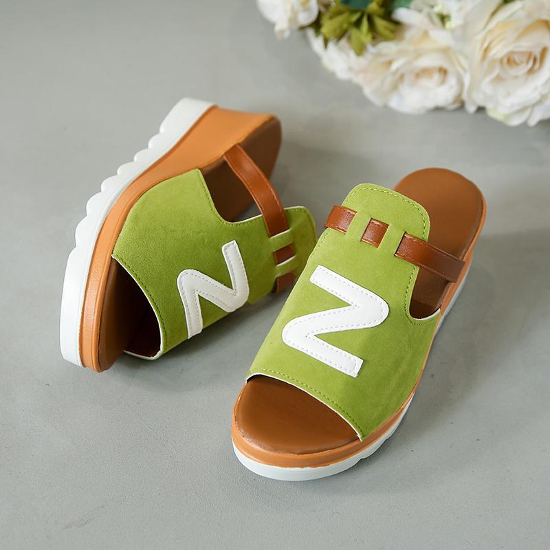 

Женская повседневная обувь Летние женские шлепанцы на танкетке Обувь на платформе Женские шлепанцы Модные женские шлепанцы Роскошная обувь Sandalias Mujer 34 зелёный