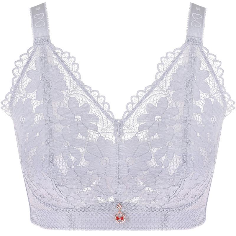 Lace Back Beautiful Big Breasts Show Small Thin No Ring Underwear Ultra-thin Gathered Breasts To Prevent Sagging Large Size Bra