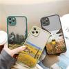 Retro Scenery Painted Phone Case For iphone 16 7 8 Plus SE2 X XS XR 16 14 12 13 11 Pro Max Large Flower Fields Log Cabin Covers