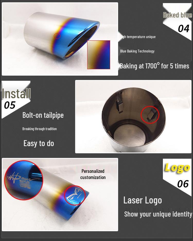 Silver Exhaust Muffler for 12-14 Malibu, Lynk & Co 02, Straight-Through Tailpipe