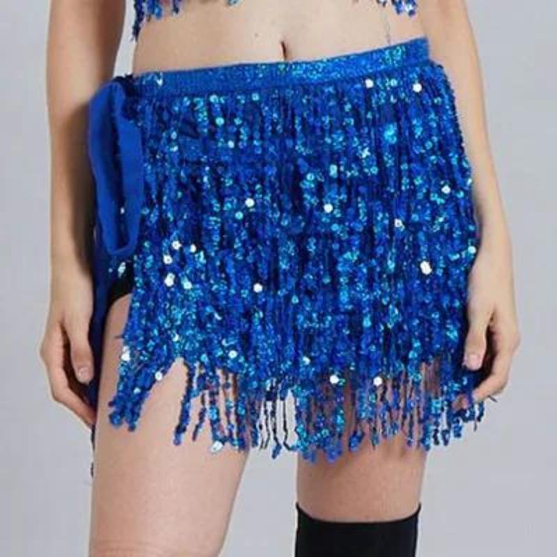 1 Pcs Fringed Waist Chain Belly Dance Waist Chain Indian Bohemian Lace-up Waist Scarf Sequined Fringed Skirt New Sequined