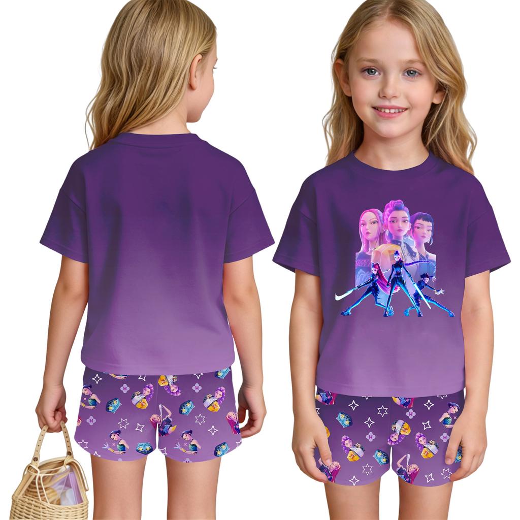 Children's Casual Short Sleeve And Shorts Letter Print Set