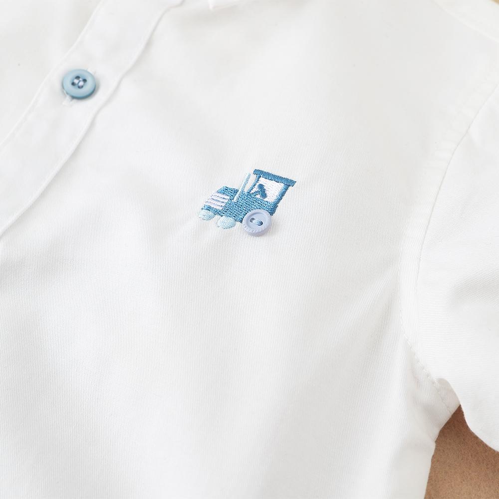 Boys Shirt White Cotton Long Sleeve Clothes for Toddler Boys Casual Top for Kids Aged 2-6 School Children
