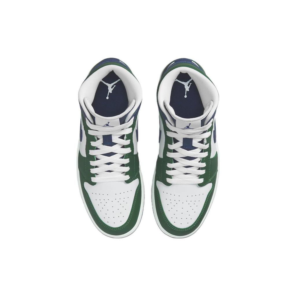 Air Jordan 1 Mid SE Noble Green Women Sneakers White Midnight-Navy DZ5326-300