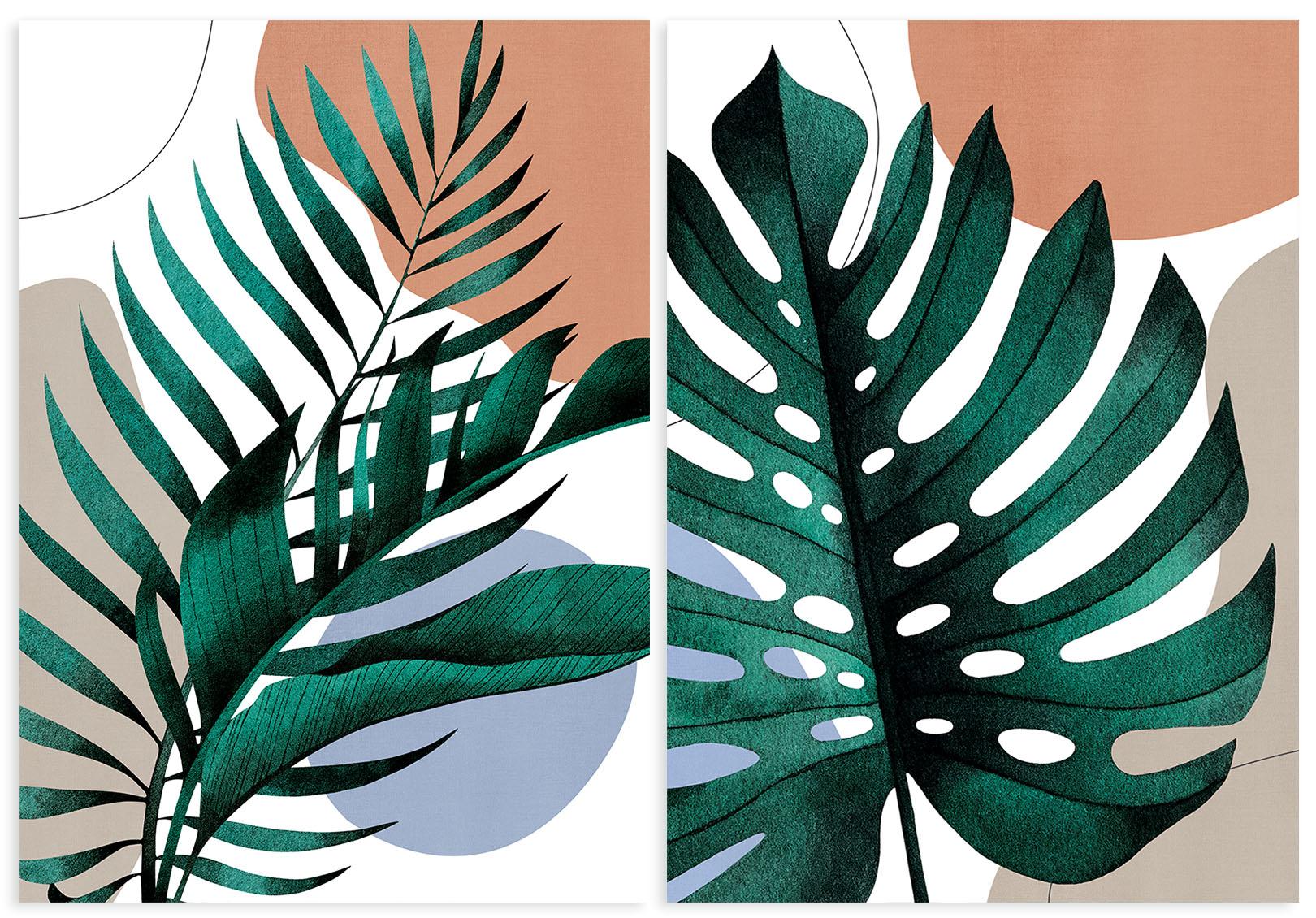 

Zestaw dwóch plakatów monstera liść 21x29,7 cm A4