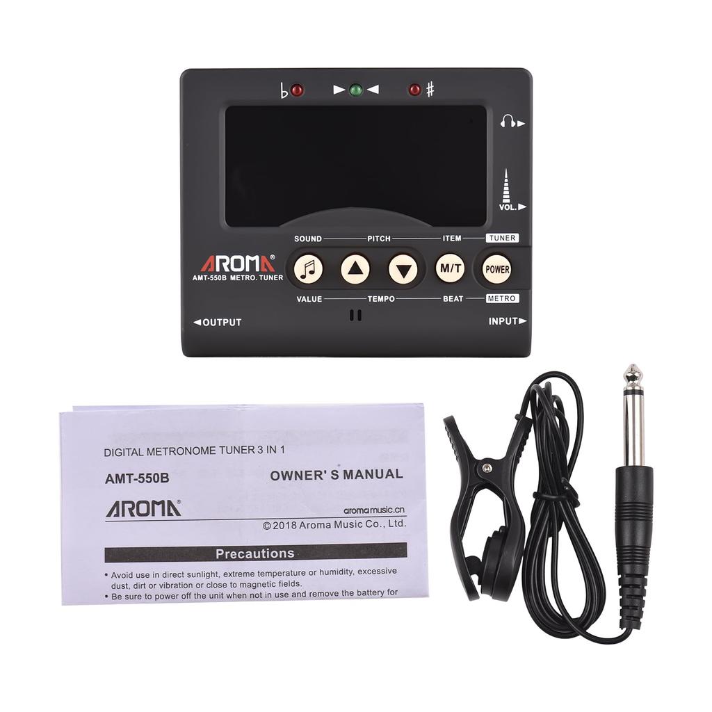 Btuty Guitar Tuner for Chromatic and Backlit LCD Display Portable Guitar Tuner with Pickup Professional Metronome AROMA G Guitar, Bass, Violin,
