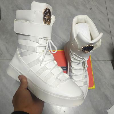 Mode Nouveaux bottes pour hommes Chaussures montantes chaussures de skate pour hommes bottes décontractées en cuir à tige haute A6