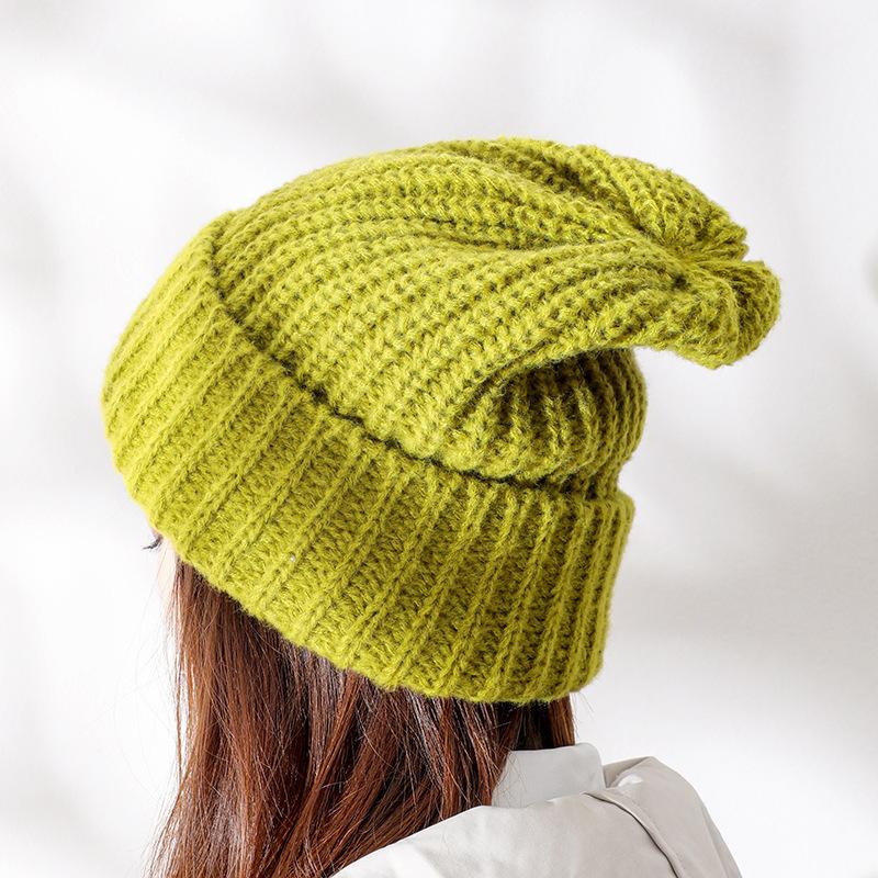 

New hat men s autumn and winter warm wool hat versatile cold hat big head circumference showing face small knitted hat One Size жовтий